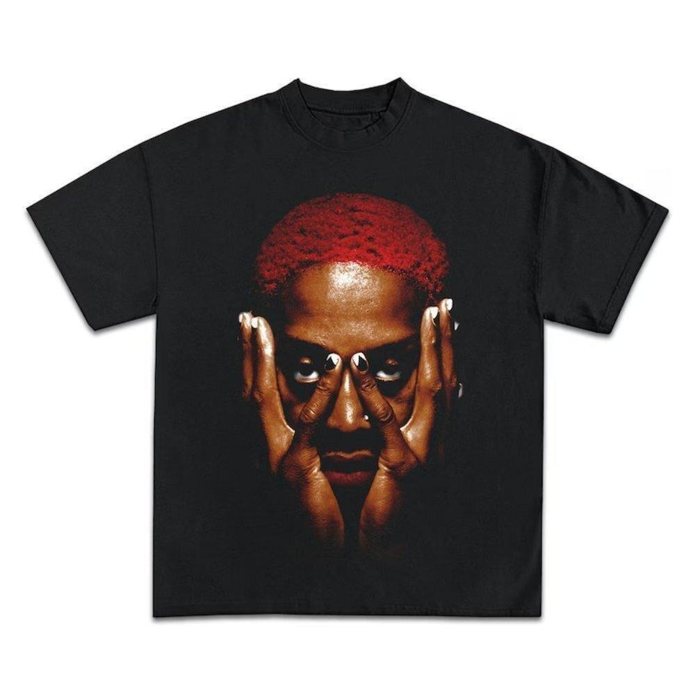 Dennis Rodman Red Rare Homage Rap Hip Hop Retro Chicago TShirt